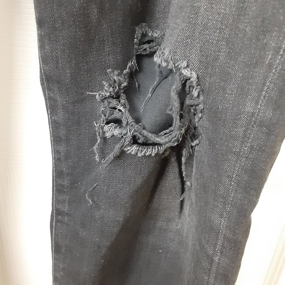 H&M Destroyed Black Jeans &Denim Size 36 - Picture 5 of 9